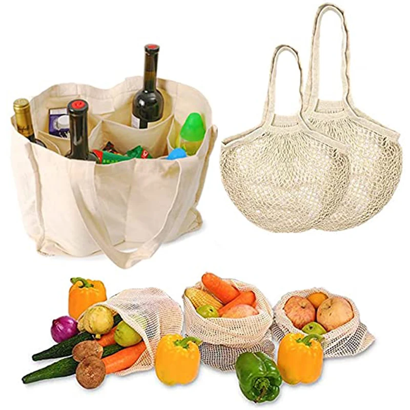 Cheap Custom Reusable Grocery String  Beach Recyclable Eco Mesh Crochet Market Shopping Bag Eco-Friendly Long Handle