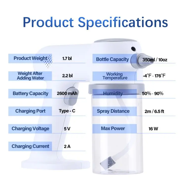
rechargeable nano Steam spray gun Touch screen nano sterilizer steam gun desinfectent vaporizer machine nano vaporizador 