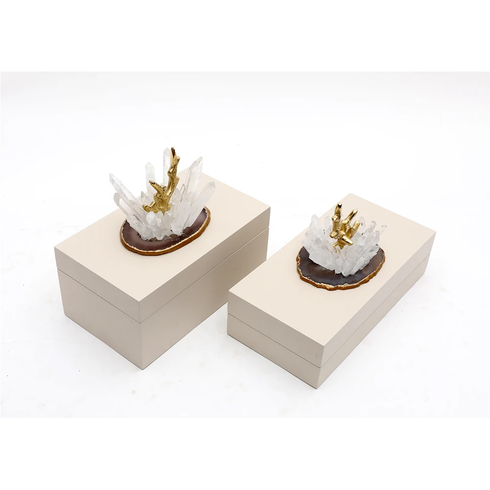 New Customized Modern Home Accessories Bridal Wedding Boxes Decorative Crystal accessories wood Jewelry Box Organizer