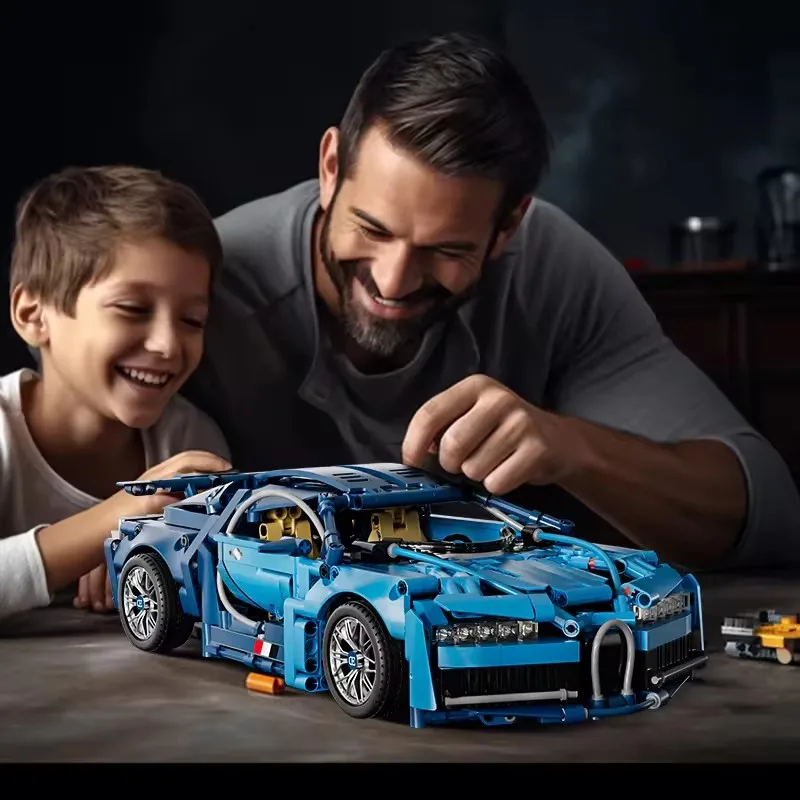 Toylinx 89119 Blue Hypercar Racing Car Technical Building Blocks Assemble Vehicle Toys Lights Gift Boys Made Durable Plastic