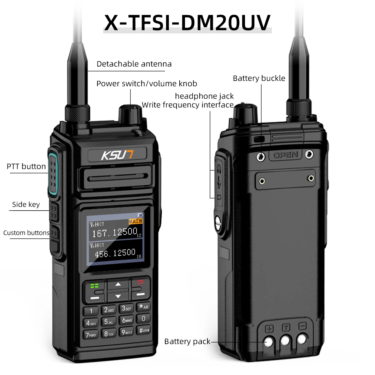 KSUT DM20UV DMR and Analog Two-way Radio Portable UHF VHF Ham Radios Long Distance Digital Walkie Talkie