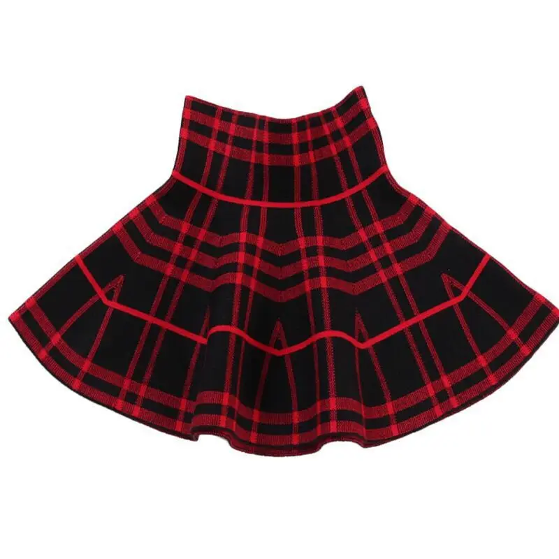 Fashion Cheap Price Pleated Knit Skirt Preppy Style Short Skirt Whole Sale School Uniform Girl Pleated Grid Skirt Customizable
