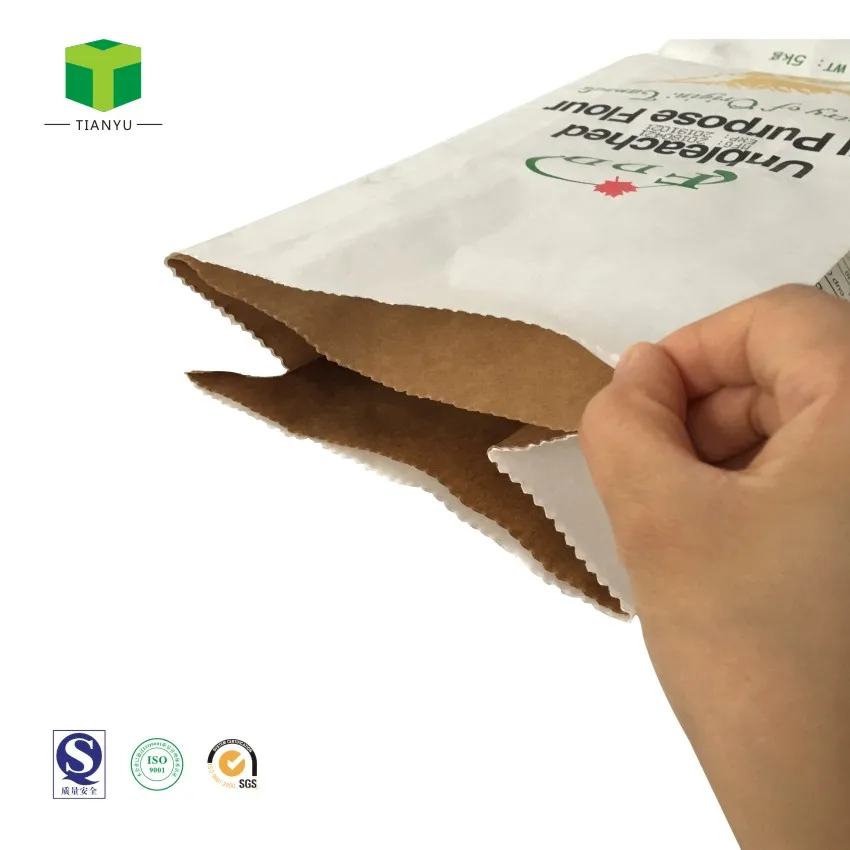 OEM ODM paper bag 25kg 20kg food grade potato flour sugar packaging white kraft paper chemical package paper sacks manufacture