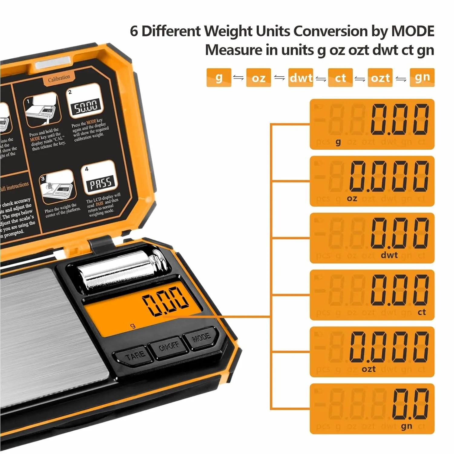 Digital Pocket Scale 200g/0.01g Mini Travel Scale Accurate Weight Readings with 50g Calibration Weight for Food Powder Coins
