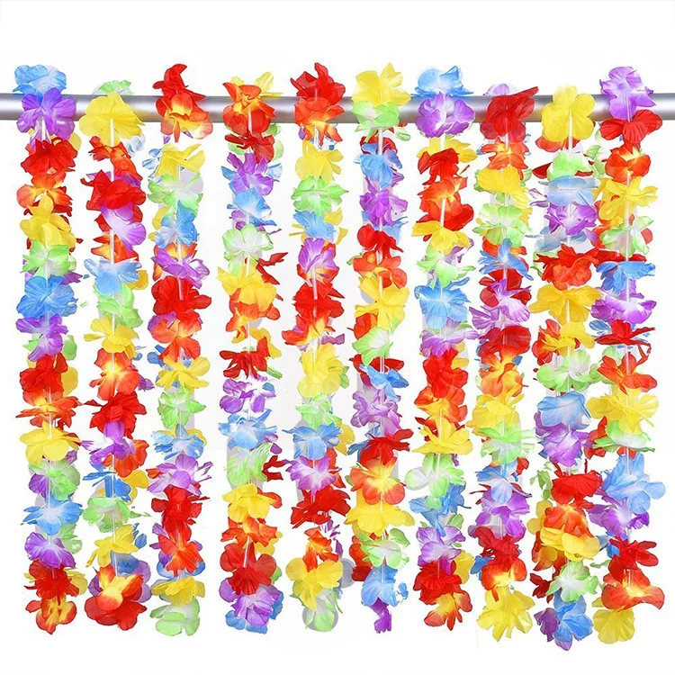 Wholesale Hawaiian Flower Strings Garlands Artificial Flower Wreaths Necklace Party Decoration