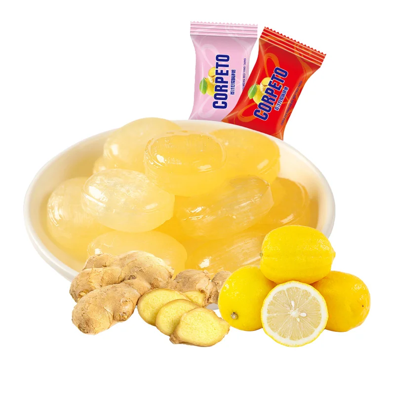 wholesale bulk novelty candies spicy ginger juice lemon flavored hard candy exotic candy
