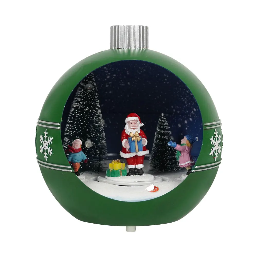 Wholesale wind up musical Xmas Moving Snowman scene noel decor Plastic Christmas Ball ornaments