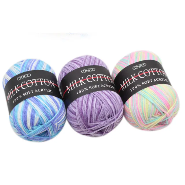 3 strands of milk cotton yarn segment dyed multicolor thread hand knitting medium-fine baby coat woolen yarn hat scarf