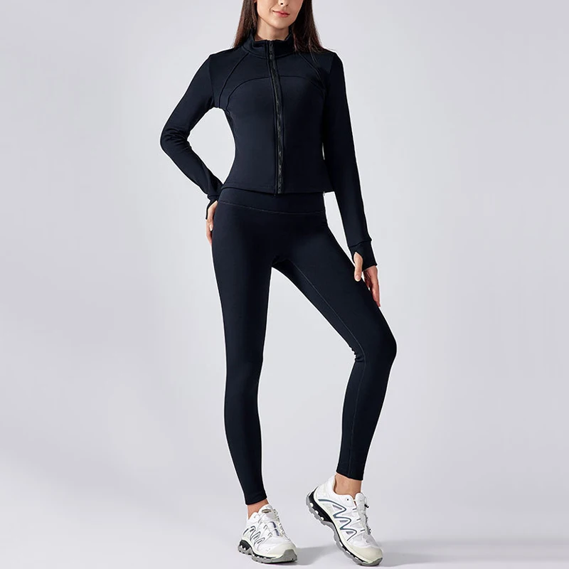 DAW196 winter warm fleece tracksuits 2 Piece Outfits Women Long Sleeve Zip Up Jacket & Leggings sets for Gym Workout