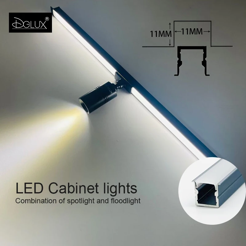 DGLUX Strip Light Cabinet Bottom Light Led Motion Sensor, Welding Free Embedded 1010 With Spotlight Cabinet Light