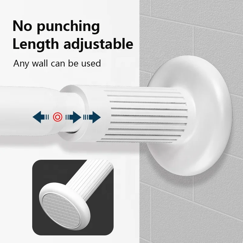 Hot selling Factory bathroom adjustable shower curtain rod laundry tension curtain rod hole free shower curtain poles