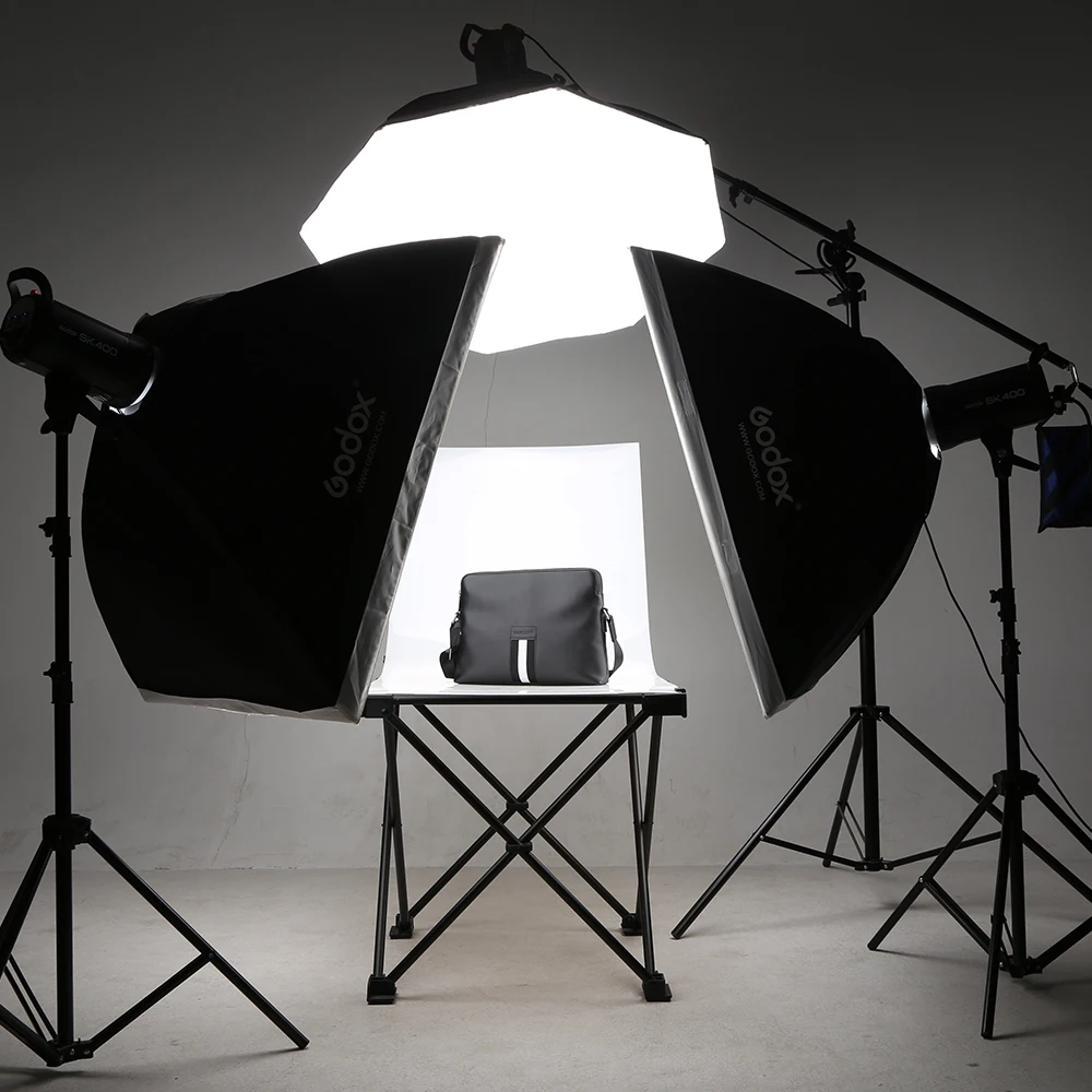 1200W Godox SK400 II 3x 400W Photo Studio Flash Lighting + Softbox +Light Stand + Studio Boom Arm Top Light Stand
