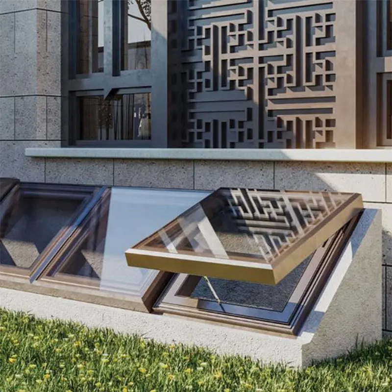 Glazed Glass Aluminium Cured Top Skylights Roof Top Windows Motorized Skylight Roof Window