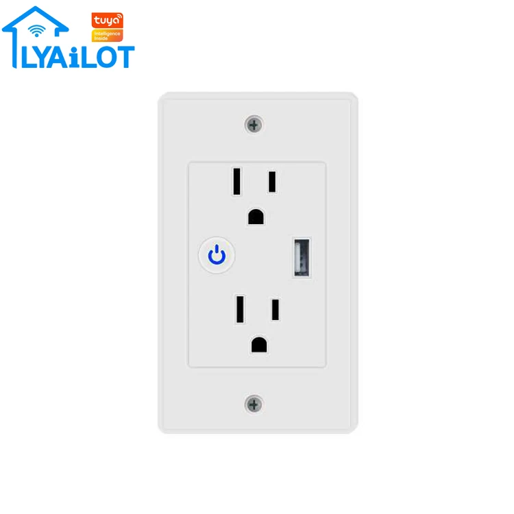 Ready to ship Tuya & Alexa Wholesale Price US Version Wireless WiFi Tuya Smart Wall Socket With USB