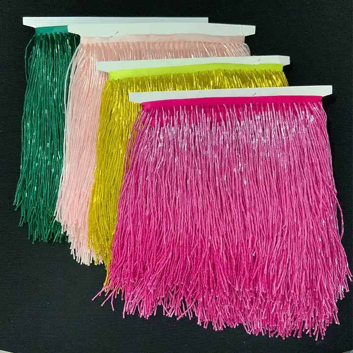Wholesale 15cm Handmade Delicate Bead Fringe Trim Crystal Beaded Dress Tassel Fringe