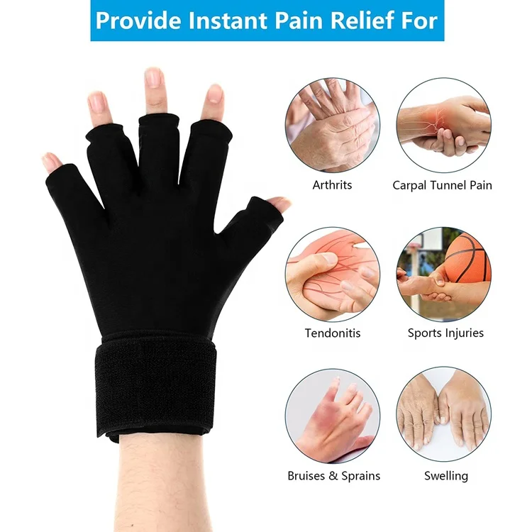Rehabilitation Therapy Supplies Wearable Gel Ice Hand Gloves Reusable Ice Pack Wrap for Hands Finger Arthritis