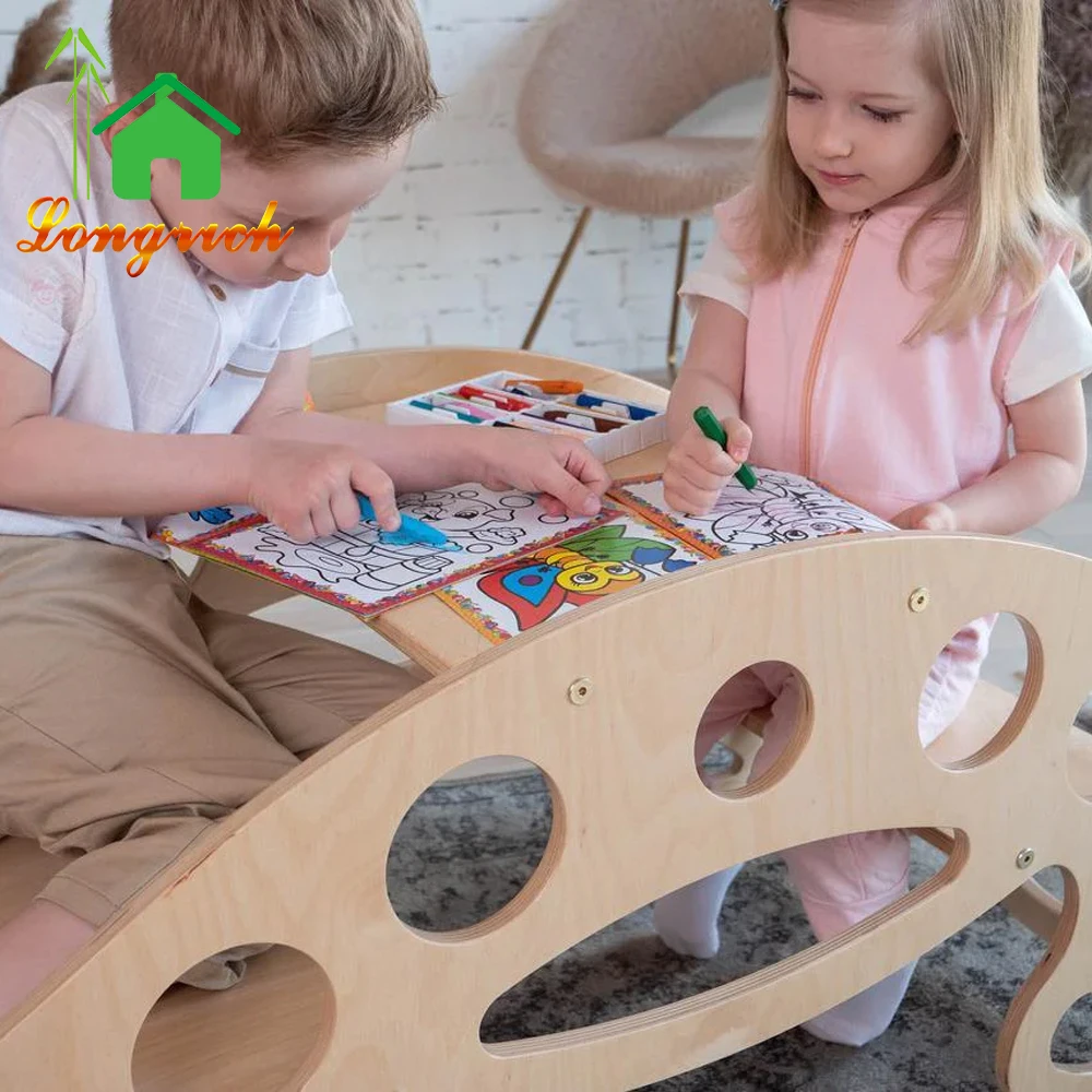 Wooden Rocking Chair Board multifunctional wooden piklers Arch Rocker Montessori Kids Toy arch rocker climbing arch for children
