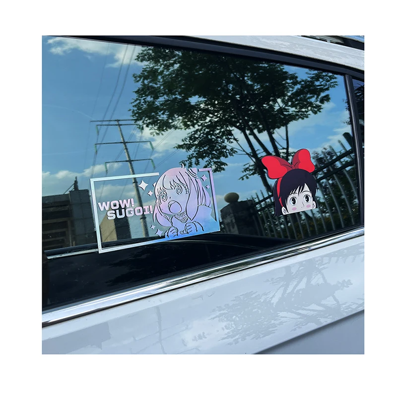 Устойчивые к ультрафиолетовому изображению съемные пользовательские дизайн окна семья мультфильм аниме автомобиль виниловые наклейки для автомобилей