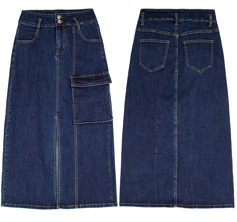 Blue Team | custom Women Fashion Denim Pencil Skirt High Waist Blow Knee Button Blue Jeans Skirts For Wholesale