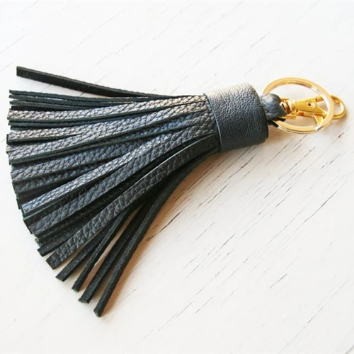 Multi colors real leather key, tassel key chain, tassel fringe