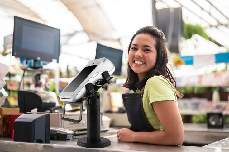 Fast PDA Desktop Tablet Pos Stand Pos Display Metal Vertical Stand Black Plastic Rotatable Credit Card Machine Stand