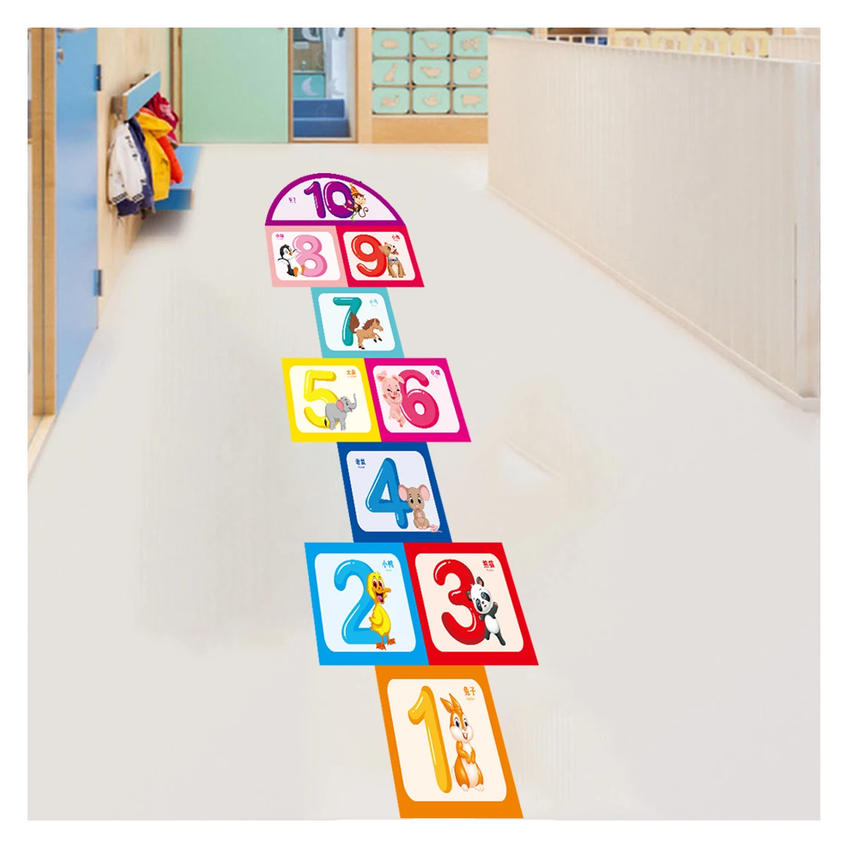 Custom Kindergarten Floor Tile Sticker Removable Non-Slip PVC Parquet Piso Vinilico UV Printed Decoration Tiles