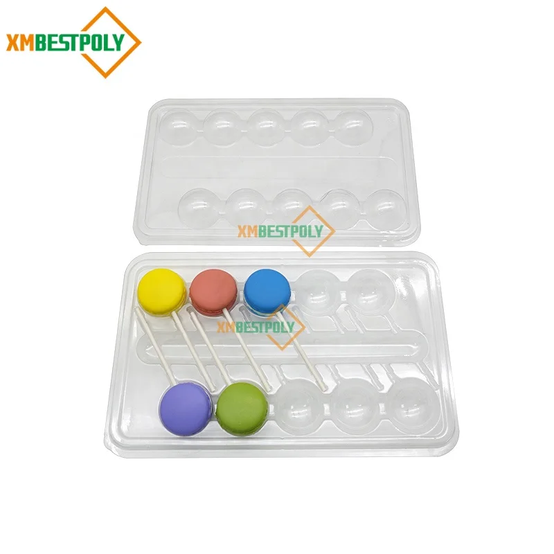 Wholesale 10 Cavity Cake Pop Plastic PET Blister Tray Lollipop Candy Clear Display Packaging Container Box