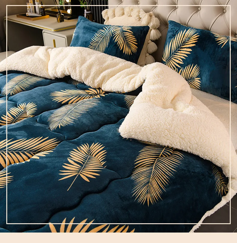 Super Soft Jacquard Plaid Thick winter Fleece Velvet Duvet Winter Soft Warm Pure Color King Size Bed Quilt Comforter