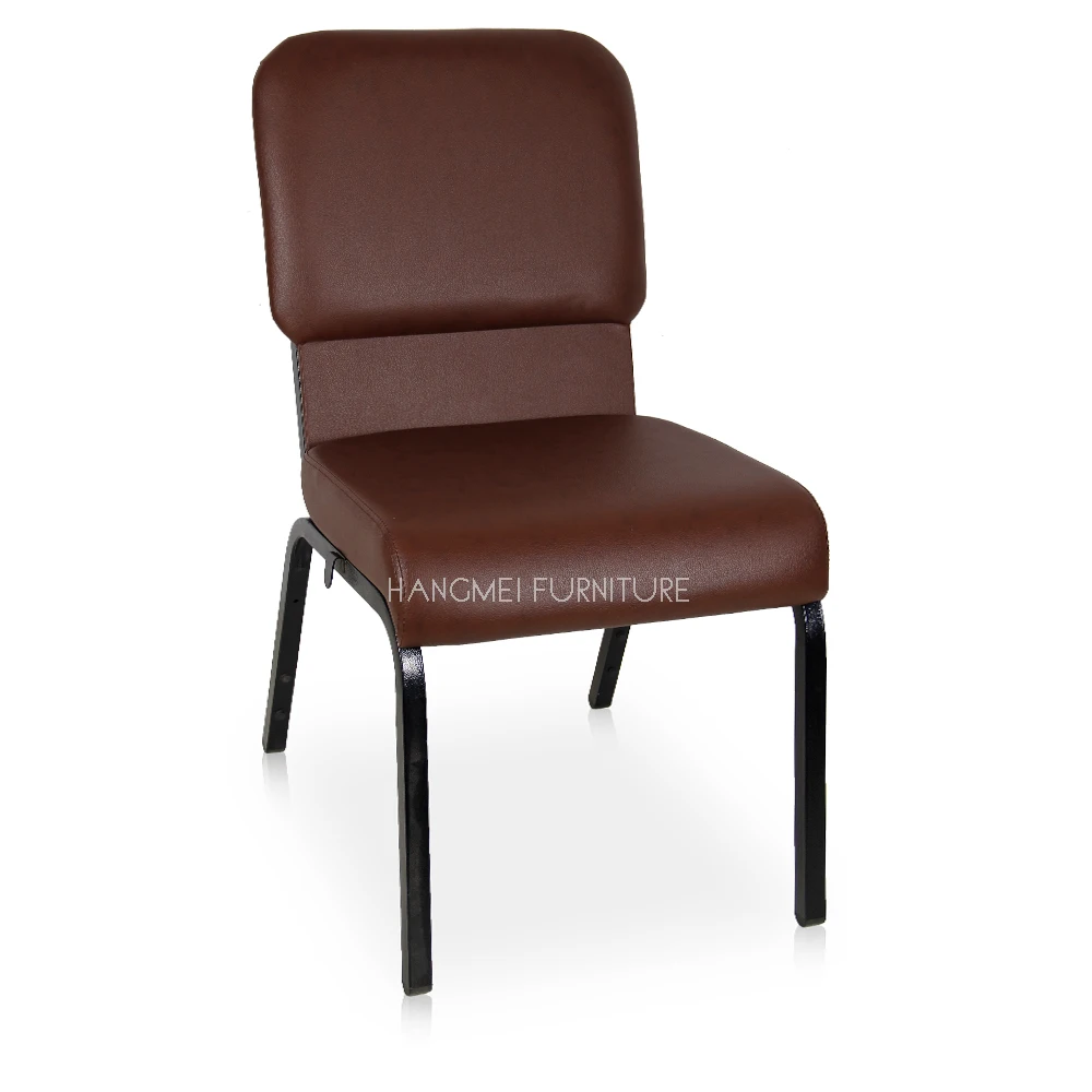 Wholesale Durable Stackable Interlocking Steel PU leather Church Chair