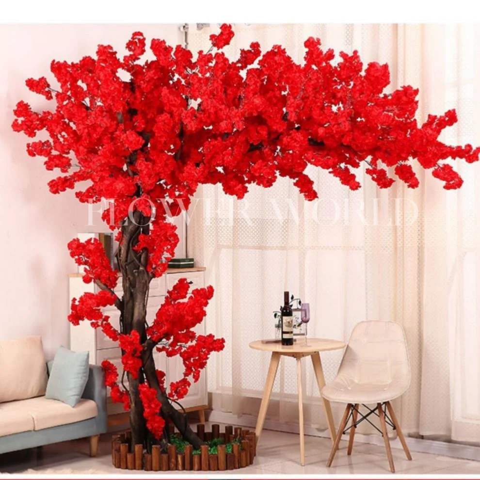 Wedding Decor Fake Japanese Sakura Floral Tree 3m 8ft 10 ft Red Colorful Silk Artificial Cherry Blossom Flower Tree for Sale