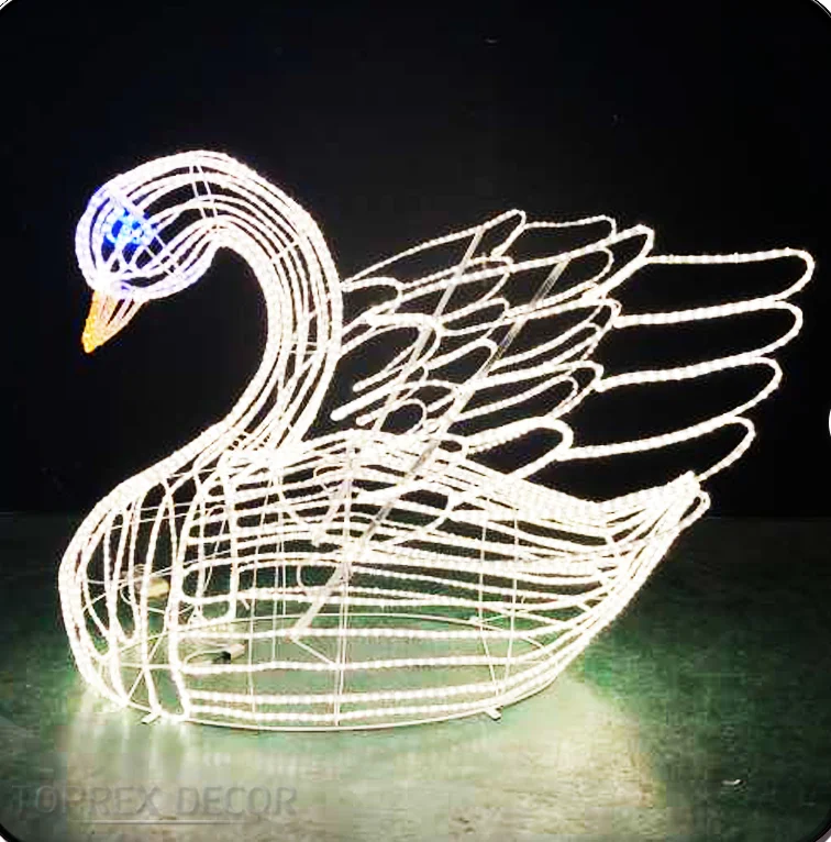 Hot sales Outside wedding garden festival decoration ip65 waterproof led motif swan led light