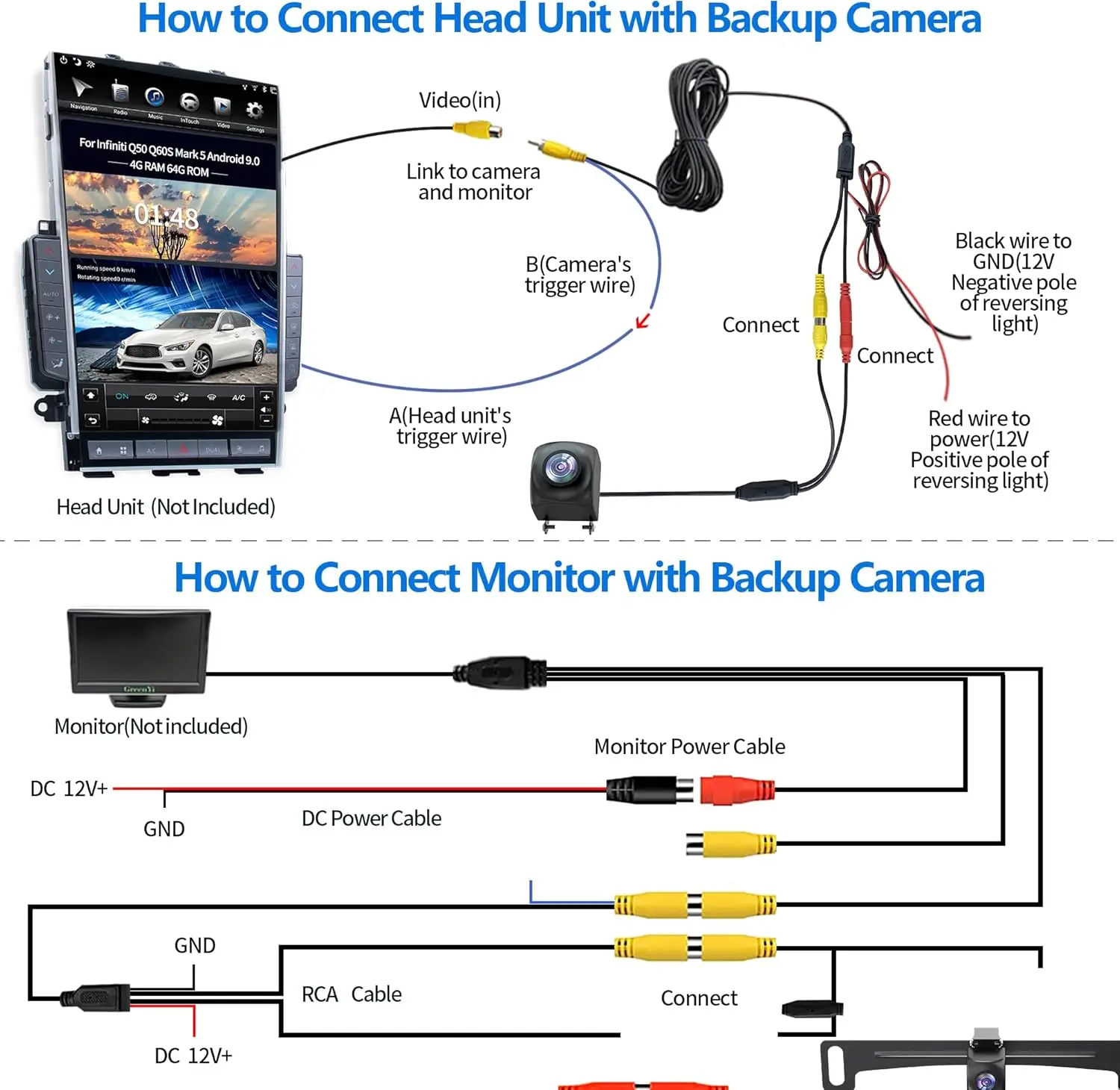 E-TOO IP68 Waterproof USA Car Backup Rear View Camera number plate Back Up Camera Universal License Plate Backup Camera