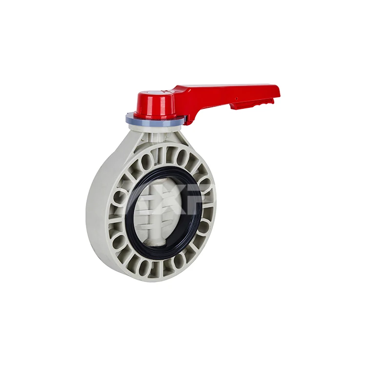 Industrial factory supply PPH 4 6 inch hand lever type manual dn25 to dn150 plastic butterfly valve for cement