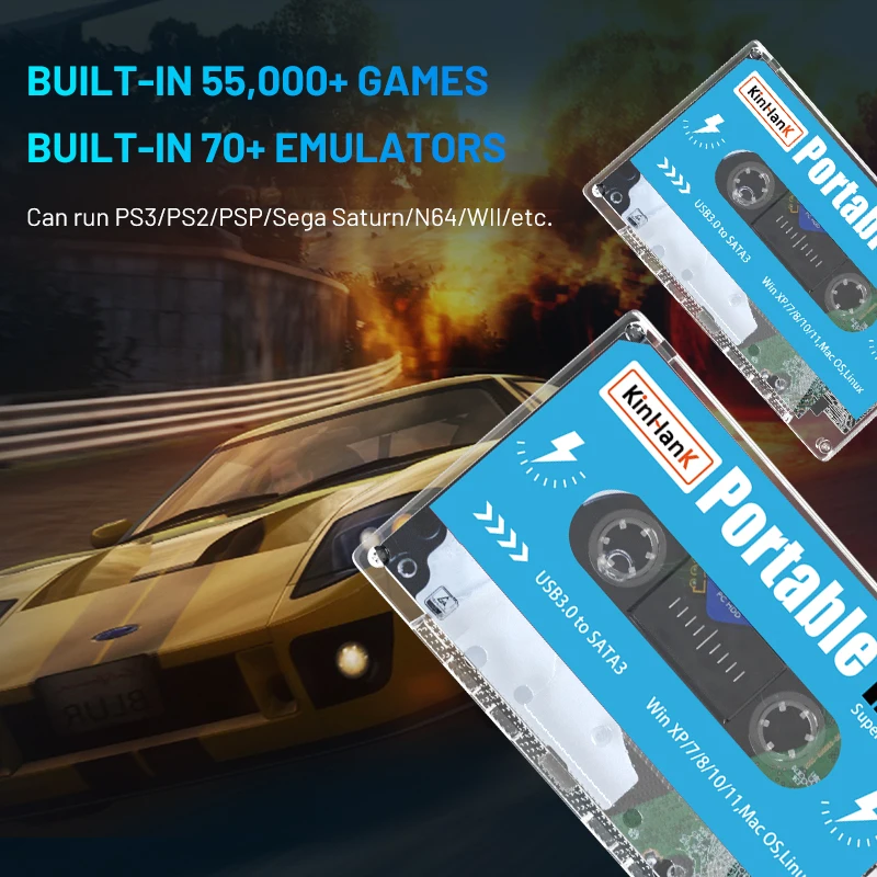 Новый портативный внешний жесткий диск 500G 55000 видеоигр для PSP/PS1/PS2 игровая карта Windows/Mac