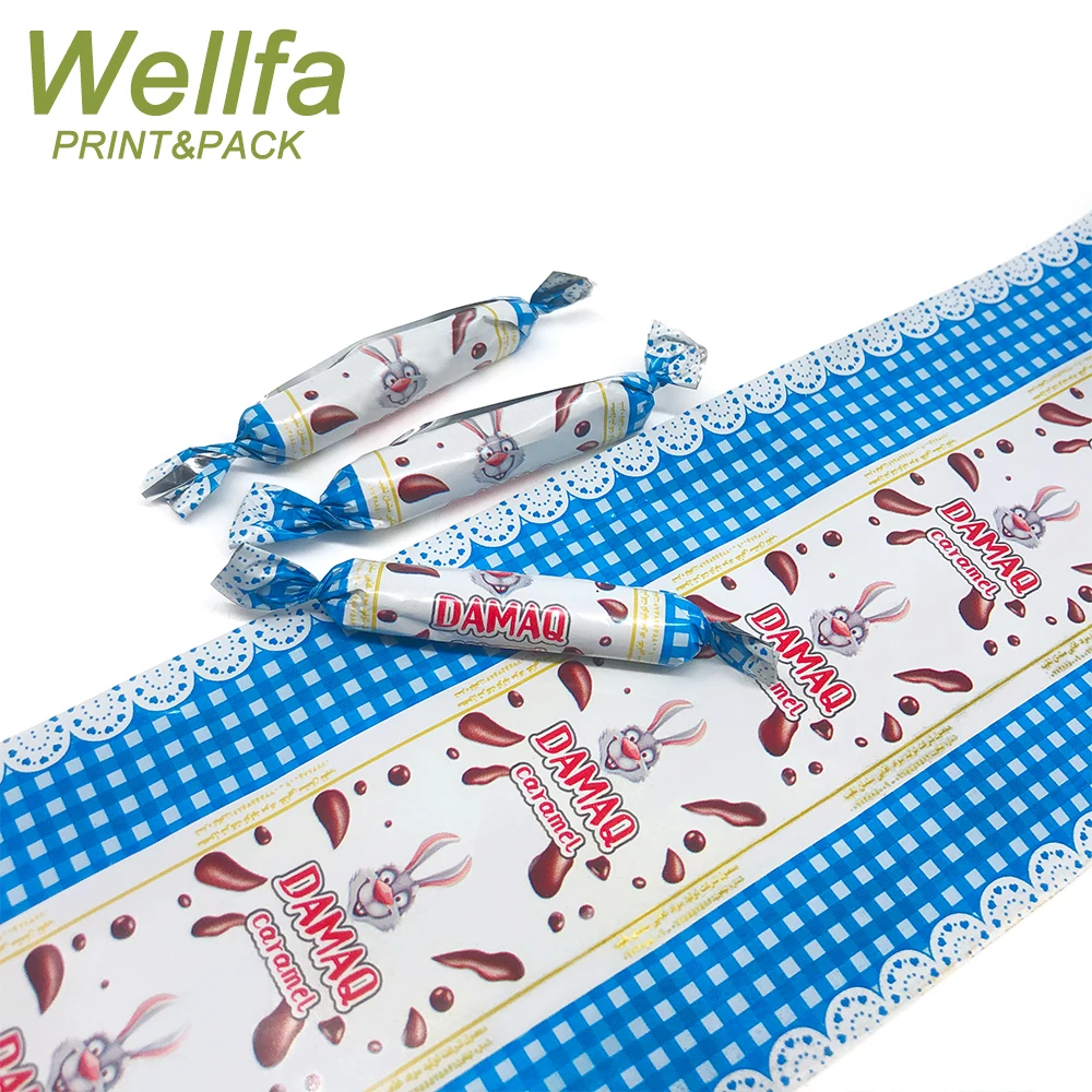 Custom Printed Soft Moisture Proof Plastic PET Candy Chocolate Wrapper Rolls Toffee Candy Twist Packaging Film
