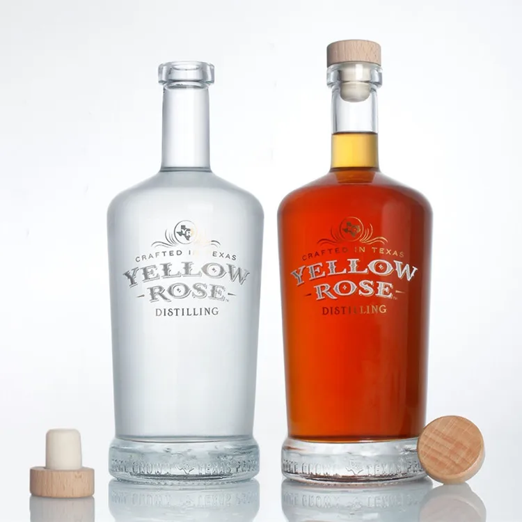 Wholesale 700ml 750ml Fancy Clear Glass Bottles Custom LOGO Label Prime Liquor Bottle Vodka