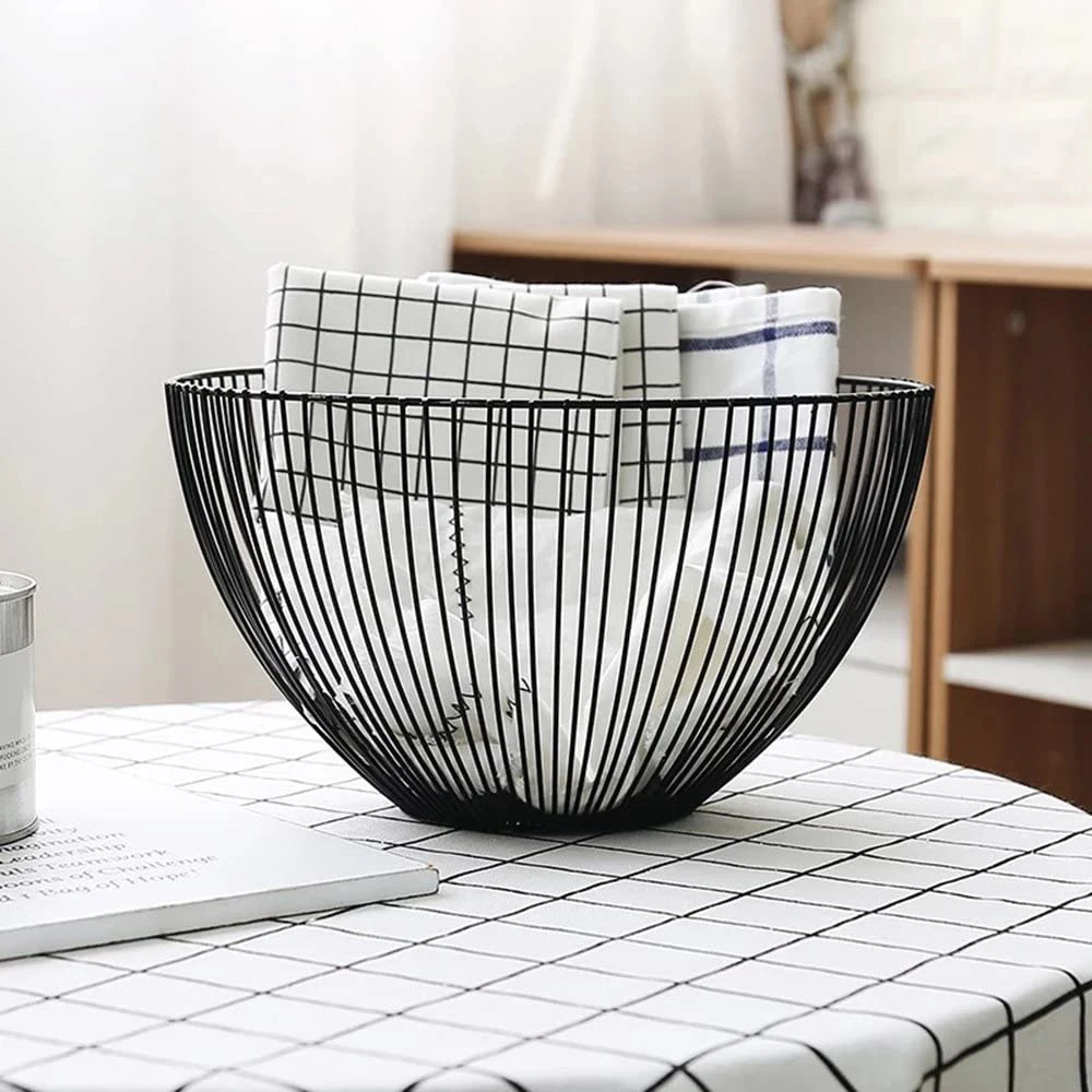 Kitchen Minimalist  Iron Fruit Bowl Stand Metal Wire Fruit Basket Countertop Holder For Fruit Vegetables
