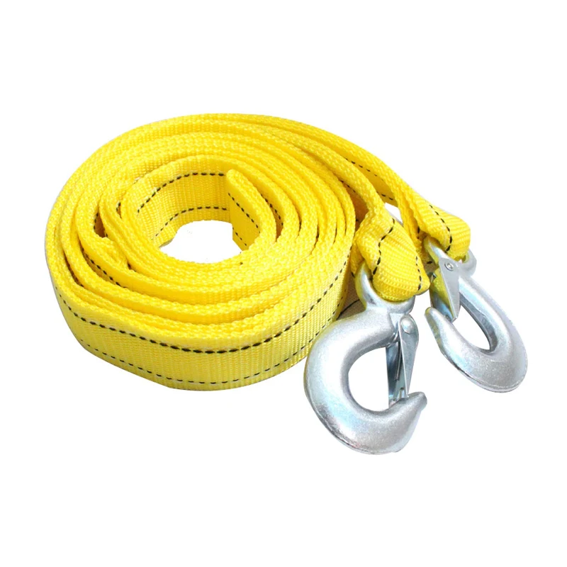 Car Tow Rope Polyester Double Flat Hoist Strap Webbing Lifting Sling with Hook