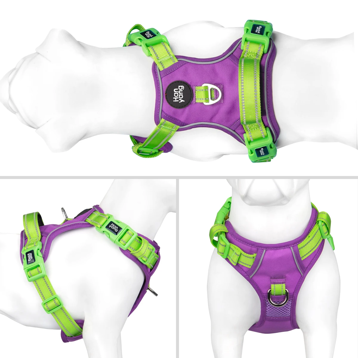 No Pull Dog Harness, Front Lead Reflective Dog Harness, Adjustable Soft Padded Pet Harness Vest with Easy Control Handle