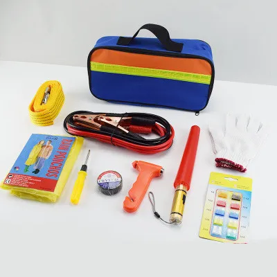 Custom Vehicle Car Emergency Tool Kit Automobile Tool Box Safety Hammer Booster Cable Tow Rope