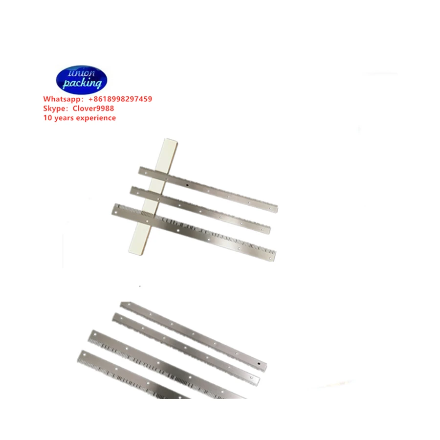Упаковочная машина в форме подушки, металлические части с длинными лезвиями, упаковочная машина, лезвие с зубчатыми лезвиями для пластиковой пленки, режущее лезвие