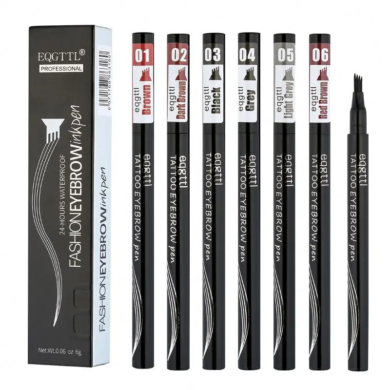 Waterproof Natural Fork Tip Eyebrow Pencil Four Heads Eyebrow Tattoo Pen Fine Sketch Liquid Long Lasting Eyebrnhancer Powder Pen