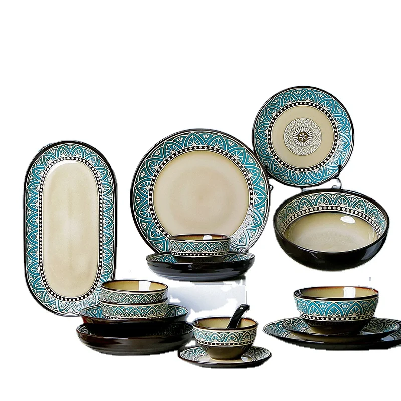 New Ceramic Tableware Salad Plate Western Cuisine Steak Thai Themed Personalized Restaurant Light Luxury Style