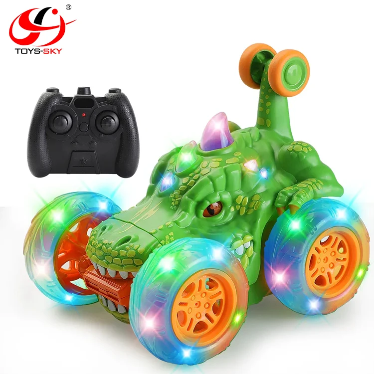 2.4g Sound Colorful Light 360 Rolling Twister Remote Control Stunt Car Walking Led RC Dinosaur Robot Toy for Kids