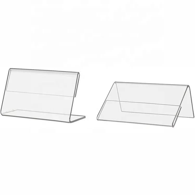 Small Counter Top Slant Acrylic Price Tag Stand Name Plate Tent Place Card Label Holder