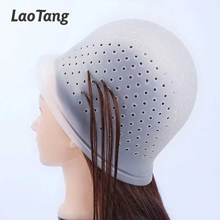 Reusable Silicone Hair Coloring Highlighting Cap Hair Dyeing Cap With Metal Hook For Hair Salon Tools Hairdressing Highlighting
