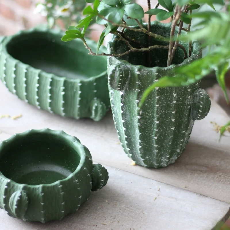 Hot Sale Cactus Figurines Flowerpot Handicarfs Planter Garden and outdoor Bonsia Flowerpot