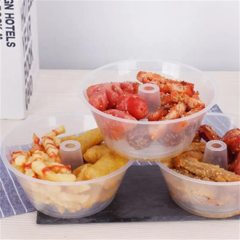 Togo Takeaway Clear 500ml Plastic Cup With Snack Dessert Bowl Tray On Top