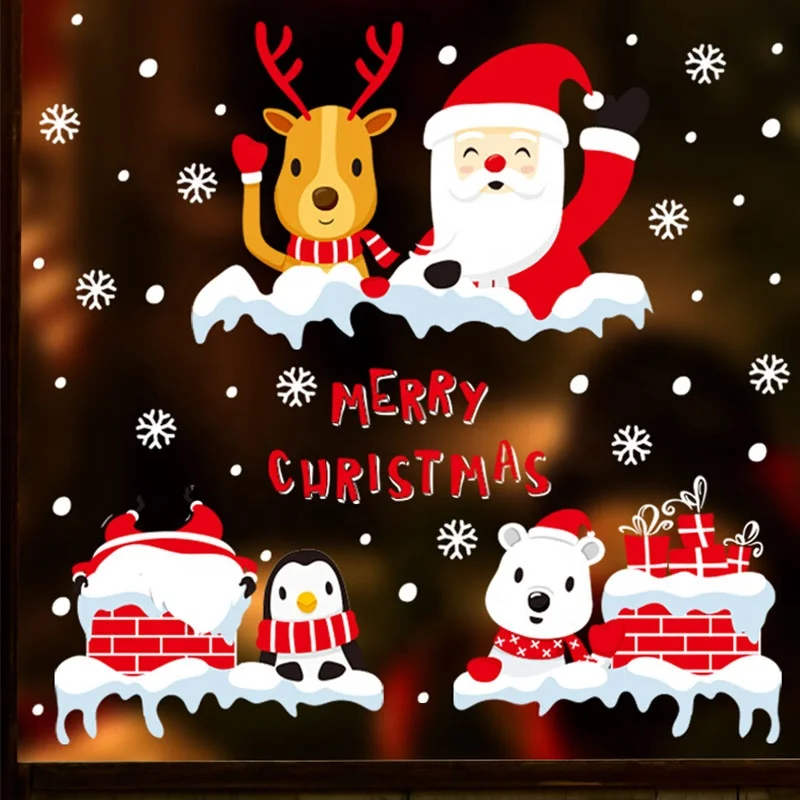 Custom Label printing waterproof pvc christmas door wall sticker  Custom window decal sticker Label