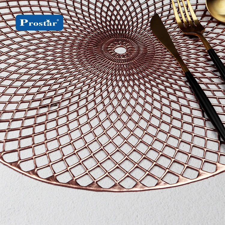 Luxury new design 2020 gold clean pvc lace placemat metallic plastic mat